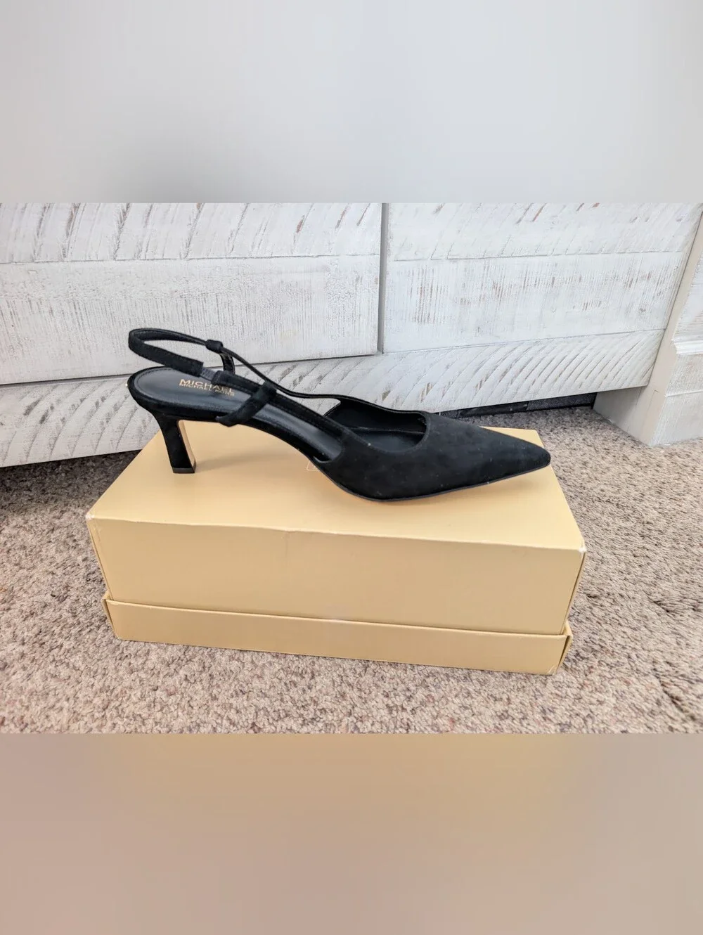 NIB MICHAEL Michael Kors Alora Mid Sling Pumps Black Suede Size 8M